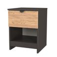 Bora Bedside Cabinet - 1 Drawer - Open Shelf - Gold Craft Oak and Graphite