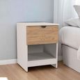 Bora Bedside Cabinet - 1 Drawer - Open Shelf - Gold Craft Oak and Kashmir Matt