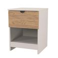 Bora Bedside Cabinet - 1 Drawer - Open Shelf - Gold Craft Oak and Kashmir Matt