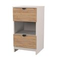 Bora Bedside Cabinet - 2 Drawer - Open Shelf - Gold Craft Oak and Kashmir Matt