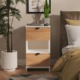 Bora Bedside Cabinet - 2 Drawer - Open Shelf - Gold Craft Oak and White Matt