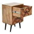 Boho Bedside Cabinet - 2 Drawer - Mango Wood