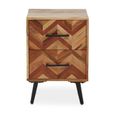 Boho Bedside Cabinet - 2 Drawer - Mango Wood
