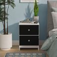 Yarmouth Bedside Cabinet - 2 Drawer - Black Matt and White Matt