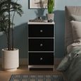 Yarmouth Bedside Cabinet - 3 Drawer - Black Matt and White Matt