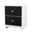 Yarmouth Bedside Cabinet - 2 Drawer - Black Matt and White Matt