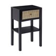 Corso Bedside Table - 1 Drawer - Black Wood and Rattan