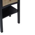 Corso Bedside Table - 1 Drawer - Black Wood and Rattan