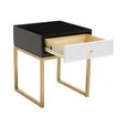 Dumas Bedside Table - 1 Drawer - Square - Black and White
