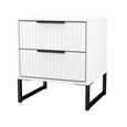 Fluted Bedside Cabinet - 2 Drawer - White Matt