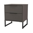 Fluted Bedside Cabinet - 2 Drawer - Graphite