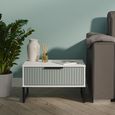 Fluted Bedside Cabinet - 1 Drawer - Midi - Duck and White Matt