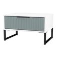 Fluted Bedside Cabinet - 1 Drawer - Midi - Duck and White Matt
