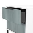 Fluted Bedside Cabinet - 2 Drawer - Duck and White Matt
