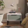 Fluted Bedside Cabinet - 1 Drawer - Reed Green and White Matt