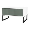 Fluted Bedside Cabinet - 1 Drawer - Midi - Reed Green and White Matt