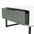 Fluted Bedside Cabinet - 1 Drawer - Midi - Reed Green and White Matt