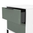 Fluted Bedside Cabinet - 2 Drawer - Reed Green and White Matt