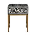 Fusion Bedside Table - 1 Drawer - Black Bone Inlay