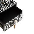 Fusion Bedside Table - 1 Drawer - Black Bone Inlay