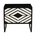 Fusion Bedside Table - 2 Drawer - Black Bone Inlay