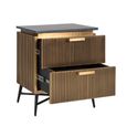 Ironville Brass Ribbed 2 Drawer Bedside Cabinet