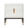 Danta Bedside Cabinet - 2 Drawer - Off White Wood