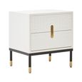 Danta Bedside Cabinet - 2 Drawer - Off White Wood
