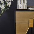 Davoli Bedside Cabinet - 2 Drawer - Black and Gold