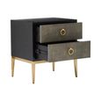 Deruta Bedside Cabinet - 2 Drawer - Grey Faux Shagreen