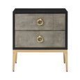 Deruta Bedside Cabinet - 2 Drawer - Grey Faux Shagreen
