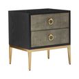 Deruta Bedside Cabinet - 2 Drawer - Grey Faux Shagreen