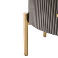 Dervio Bedside Cabinet - 2 Drawer - Round - Grey Fluted with Black Marble Top