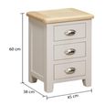 Windermere Painted Bedside Cabinet - 3 Drawer - Oyster Grey