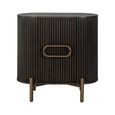 Luxor Brushed Brass Ribbed 1 Door Curved Bedside Cabinet