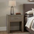 Bloomville Bedside Table - 1 Drawer - Shagreen Faux Leather - Glass Top