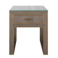 Bloomville Bedside Table - 1 Drawer - Shagreen Faux Leather - Glass Top