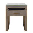 Bloomville Bedside Table - 1 Drawer - Shagreen Faux Leather - Glass Top