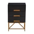 Kochi Bedside Table - 3 Drawer - Black Mango Wood