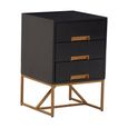 Kochi Bedside Table - 3 Drawer - Black Mango Wood