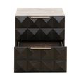 Claremont Dark Wood 2 Drawer Geometric Bedside Cabinet with Travertine Top