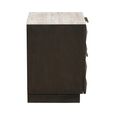 Claremont Dark Wood 2 Drawer Geometric Bedside Cabinet with Travertine Top
