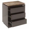 Russo Bedside Cabinet - 3 Drawer - Ash Brown - Travertine Top