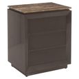 Russo Bedside Cabinet - 3 Drawer - Ash Brown - Travertine Top