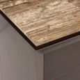 Russo Bedside Cabinet - 3 Drawer - Ash Brown - Travertine Top