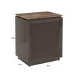Russo Bedside Cabinet - 3 Drawer - Ash Brown - Travertine Top