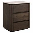 Ritz Fluted Nightstand - 3 Drawer - Brown - Ceramic and Recycled Wood