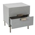 Lilly Bedside Table - 2 Drawer - Chevron - Soft Grey and Bronze - Wood and Metal
