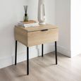 Luna Bedside Table - 1 Drawer - Oak and Black - Wood and Metal