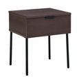 Luna Bedside Table - 1 Drawer - Espresso and Black - Wood and Metal